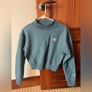 Dark Teal Cropped Champion Crew, Size Small